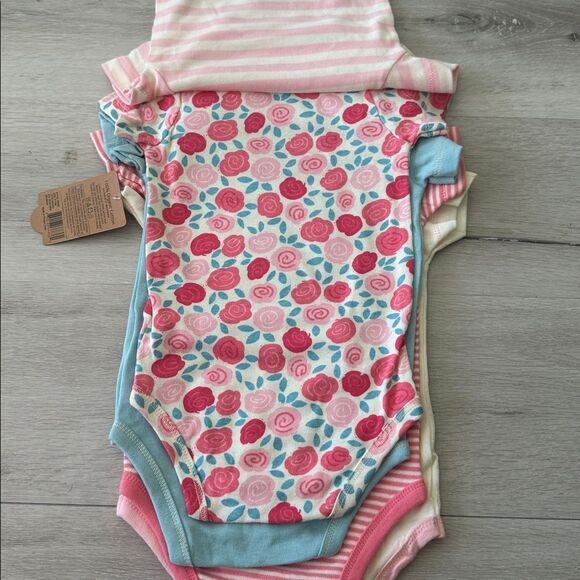 Touched By Nature Organic Cotton 5 Pc Bodysuits Rosebud 9-12 MO NWT - Picture 12 of 16